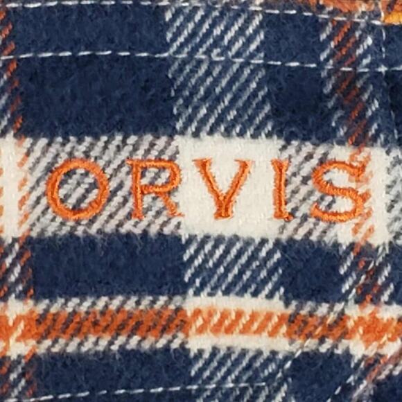 Orvis Flannel Shirt Men’s Size Large L Blue Plaid Cotton Button Up Long Sleeve - Picture 9 of 11